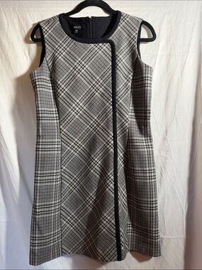 Julio Black and White Plaid Sleeveless A-Line Dress